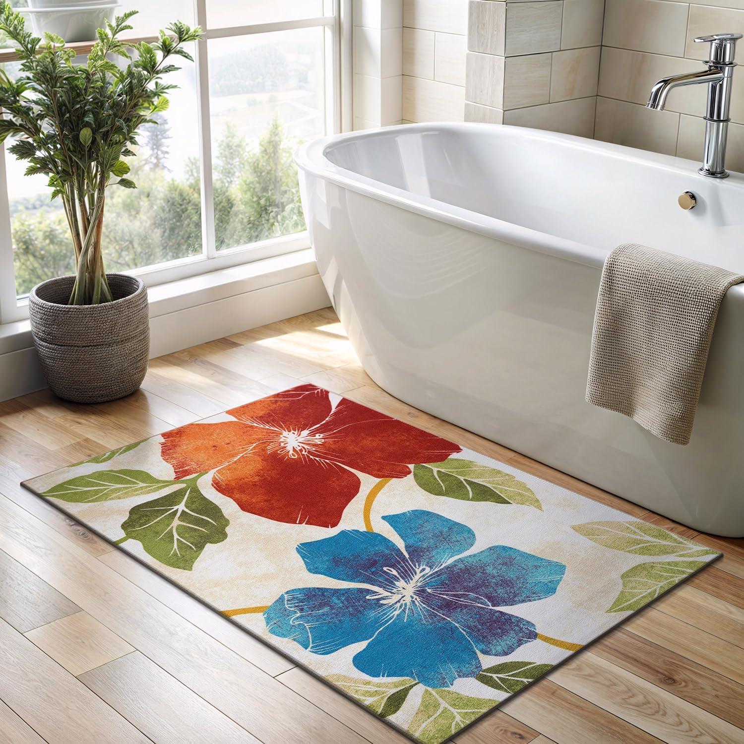 image:imageCAMILSON Solana Modern Floral 2 x 7 Area Rugs NonSkid NonSlip Rubber Backing Yellow Brown Flowers Indoor Rug 2x7 Yellow BrownFloral Multicolor