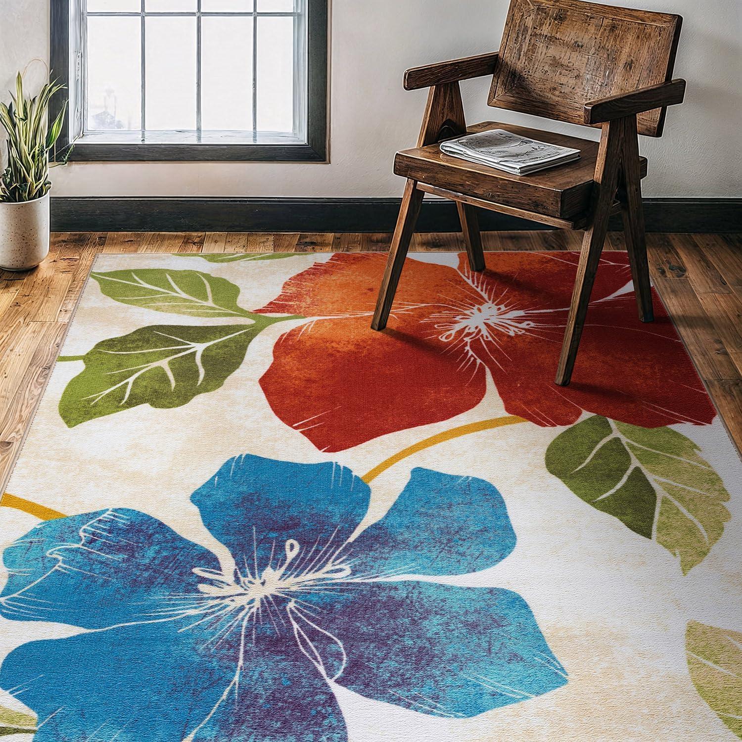 image:imageCAMILSON Solana Modern Floral 2 x 7 Area Rugs NonSkid NonSlip Rubber Backing Yellow Brown Flowers Indoor Rug 2x7 Yellow BrownFloral Multicolor