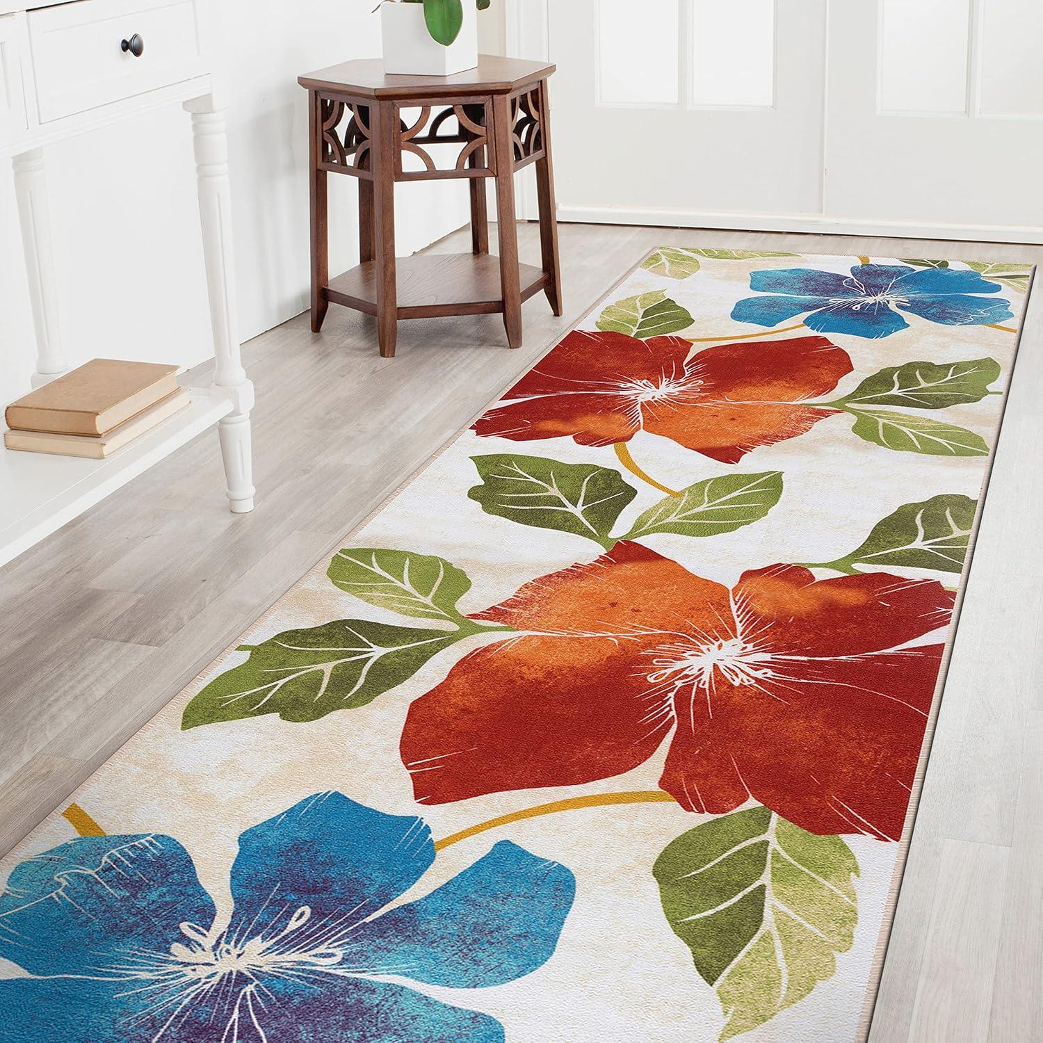 image:imageCAMILSON Solana Modern Floral 2 x 7 Area Rugs NonSkid NonSlip Rubber Backing Yellow Brown Flowers Indoor Rug 2x7 Yellow BrownFloral Multicolor