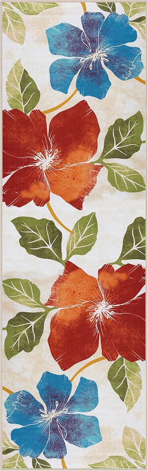 image:imageCAMILSON Solana Modern Floral 2 x 7 Area Rugs NonSkid NonSlip Rubber Backing Yellow Brown Flowers Indoor Rug 2x7 Yellow BrownFloral Multicolor