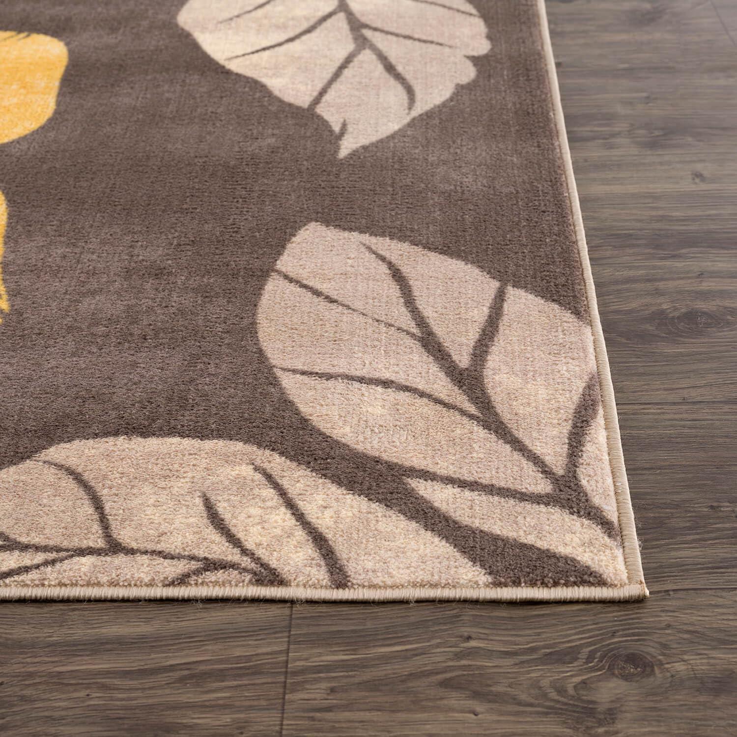 image:imageCAMILSON Solana Modern Floral 2 x 7 Area Rugs NonSkid NonSlip Rubber Backing Yellow Brown Flowers Indoor Rug 2x7 Yellow BrownFloral Yellow Brown