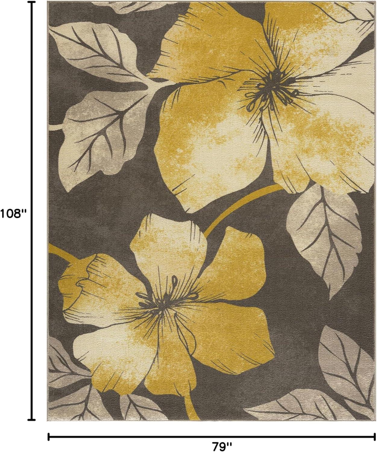 image:imageCAMILSON Solana Modern Floral 2 x 7 Area Rugs NonSkid NonSlip Rubber Backing Yellow Brown Flowers Indoor Rug 2x7 Yellow BrownFloral Yellow Brown