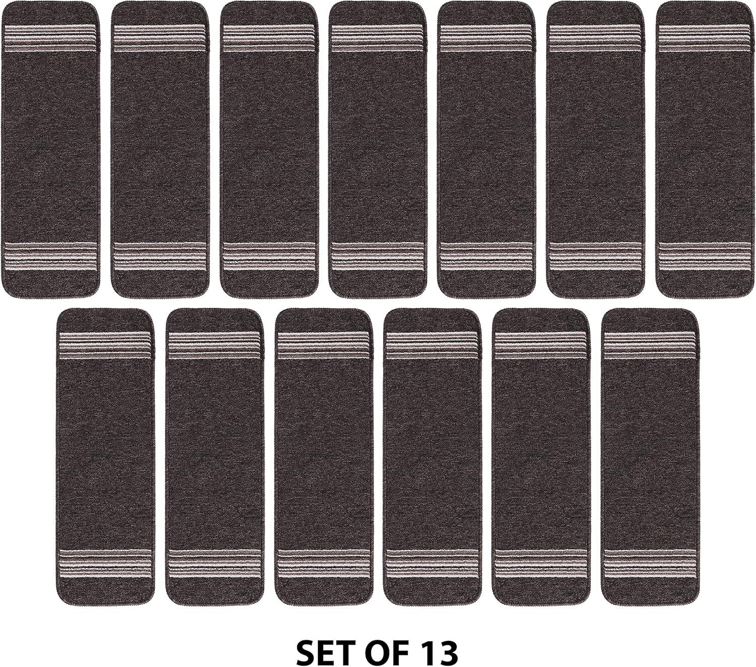 image:imageCAMILSON Stair Treads Runner Mats Non Slip Rug Pads for Indoor Outdoor Carpet Pet Dog Stair Step Covers Set of 13 Line BeigeLine Brown
