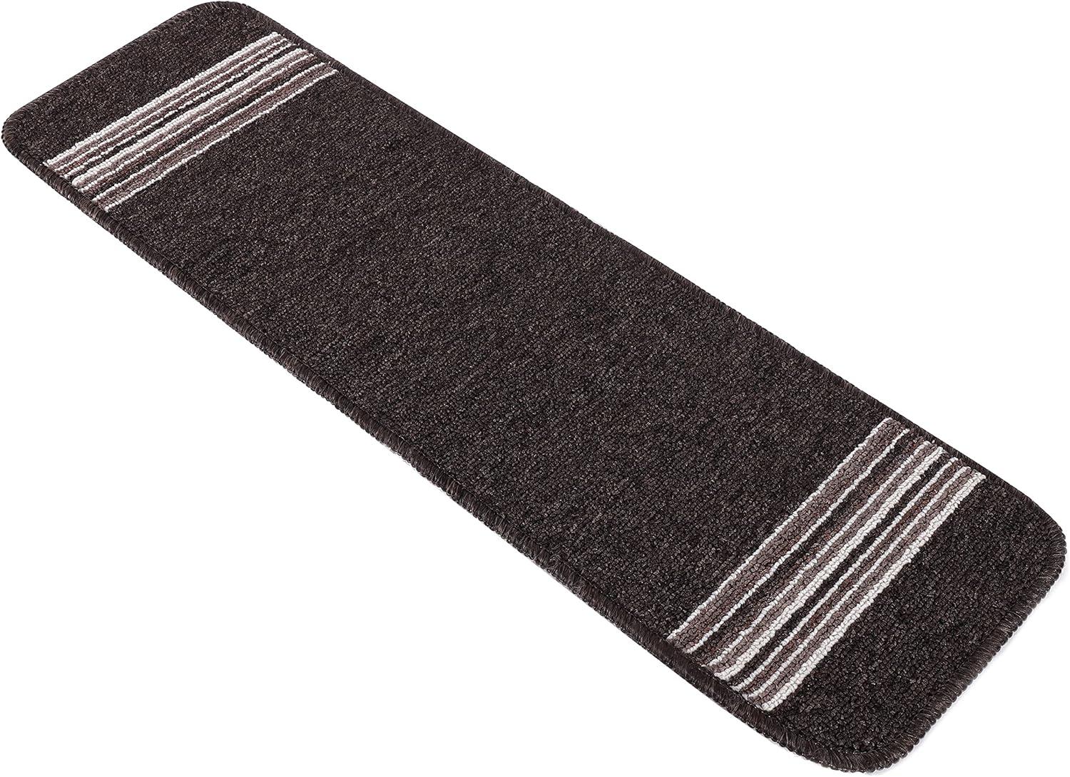 image:imageCAMILSON Stair Treads Runner Mats Non Slip Rug Pads for Indoor Outdoor Carpet Pet Dog Stair Step Covers Set of 13 Line BeigeLine Brown