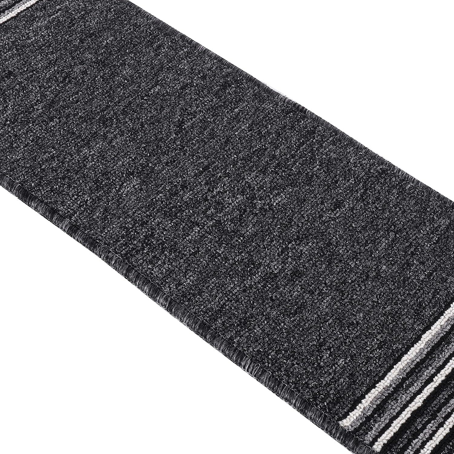 image:imageCAMILSON Stair Treads Runner Mats Non Slip Rug Pads for Indoor Outdoor Carpet Pet Dog Stair Step Covers Set of 13 Line BeigeLine Dark Grey