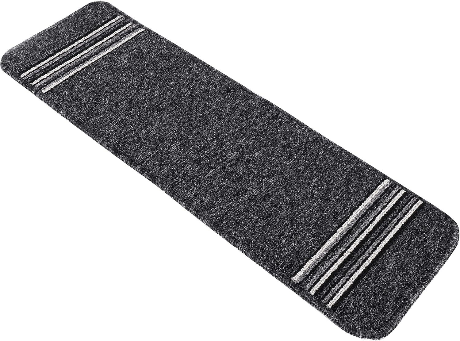 image:imageCAMILSON Stair Treads Runner Mats Non Slip Rug Pads for Indoor Outdoor Carpet Pet Dog Stair Step Covers Set of 13 Line BeigeLine Dark Grey