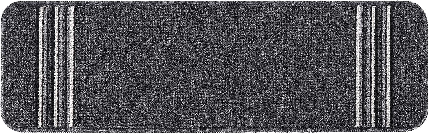 image:imageCAMILSON Stair Treads Runner Mats Non Slip Rug Pads for Indoor Outdoor Carpet Pet Dog Stair Step Covers Set of 13 Line BeigeLine Dark Grey