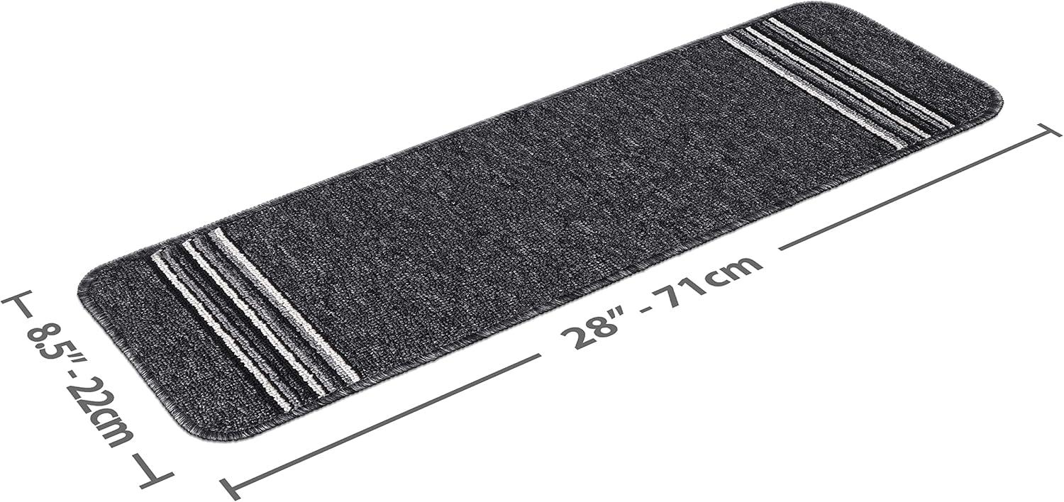 image:imageCAMILSON Stair Treads Runner Mats Non Slip Rug Pads for Indoor Outdoor Carpet Pet Dog Stair Step Covers Set of 13 Line BeigeLine Dark Grey
