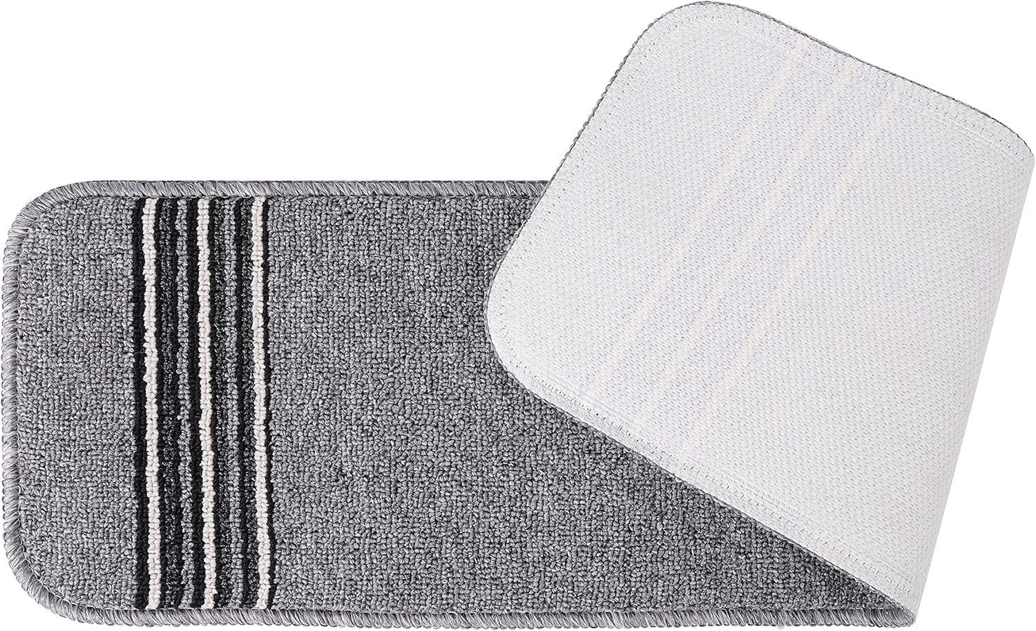 image:imageCAMILSON Stair Treads Runner Mats Non Slip Rug Pads for Indoor Outdoor Carpet Pet Dog Stair Step Covers Set of 13 Line BeigeLine Grey