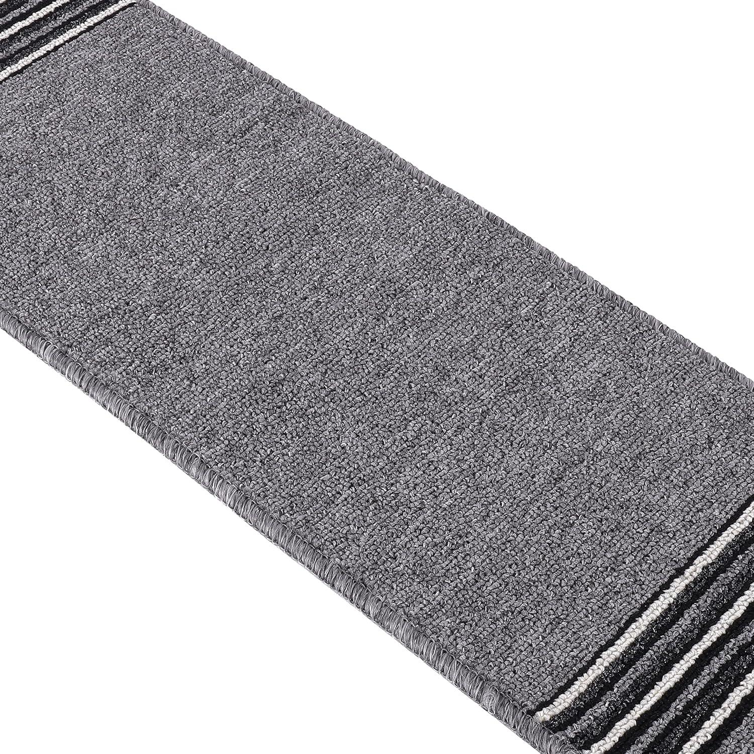 image:imageCAMILSON Stair Treads Runner Mats Non Slip Rug Pads for Indoor Outdoor Carpet Pet Dog Stair Step Covers Set of 13 Line BeigeLine Grey