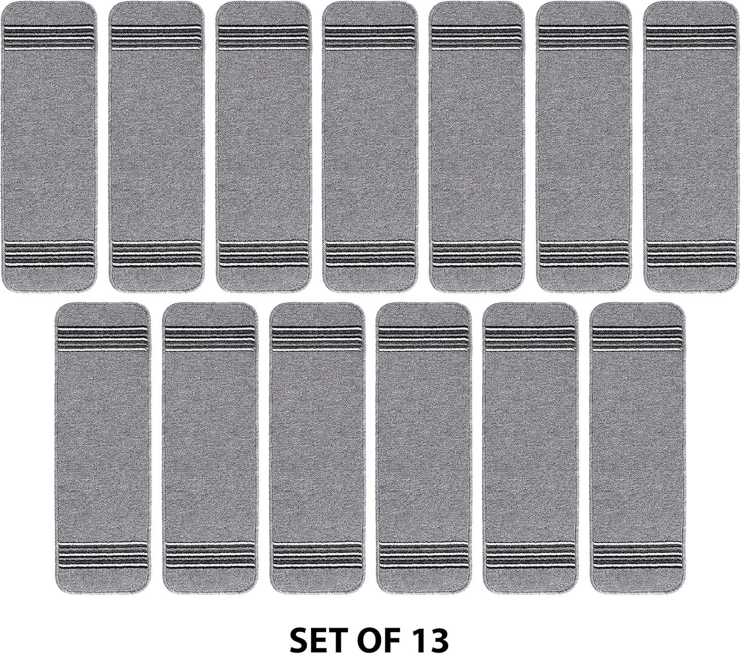 image:imageCAMILSON Stair Treads Runner Mats Non Slip Rug Pads for Indoor Outdoor Carpet Pet Dog Stair Step Covers Set of 13 Line BeigeLine Grey
