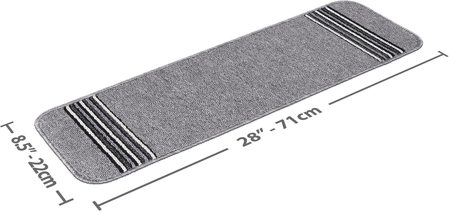 image:imageCAMILSON Stair Treads Runner Mats Non Slip Rug Pads for Indoor Outdoor Carpet Pet Dog Stair Step Covers Set of 13 Line BeigeLine Grey