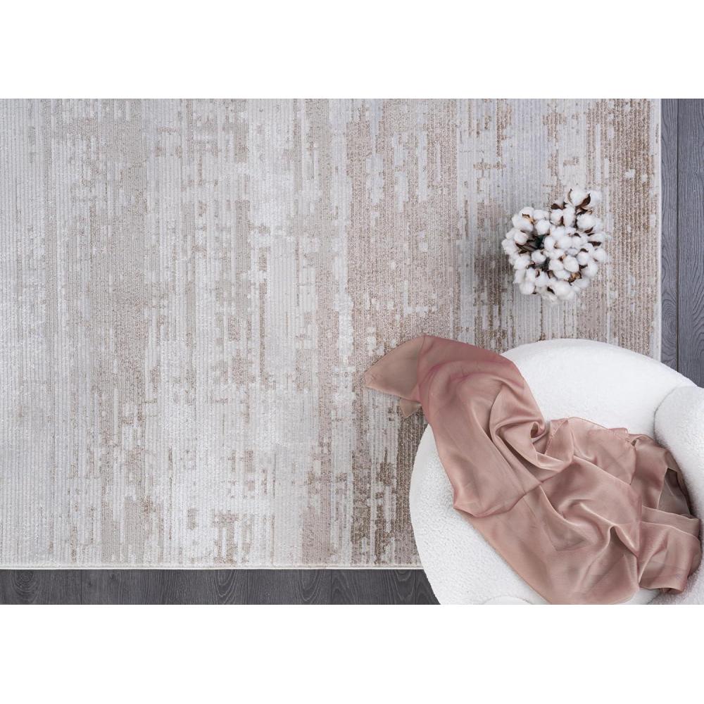 image:imageCAMILSON Baby Shag Rug 8x10 Modern Luxury Striped Boho Area Easy Shaggy Rugs Soft Medium Pile Stain Resistant EasyCleaning NonShedding for Living Room Office Indoor Carpet 8 x 10 Beige GrayPas2 Beige White