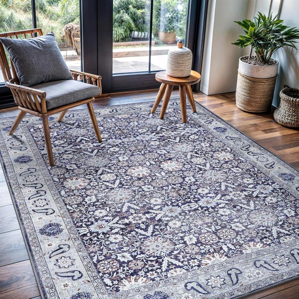 image:imageCAMILSON Baby Shag Rug 8x10 Modern Luxury Striped Boho Area Easy Shaggy Rugs Soft Medium Pile Stain Resistant EasyCleaning NonShedding for Living Room Office Indoor Carpet 8 x 10 Beige GrayVen Blue
