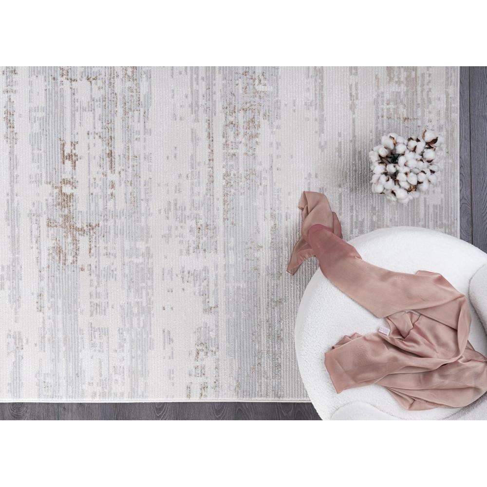 image:imageCAMILSON Baby Shag Rug 8x10 Modern Luxury Striped Boho Area Easy Shaggy Rugs Soft Medium Pile Stain Resistant EasyCleaning NonShedding for Living Room Office Indoor Carpet 8 x 10 Beige GrayPas11 White Gray