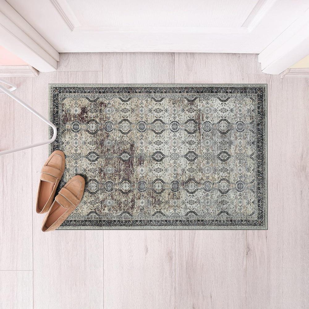 image:imageCAMILSON Baby Shag Rug 8x10 Modern Luxury Striped Boho Area Easy Shaggy Rugs Soft Medium Pile Stain Resistant EasyCleaning NonShedding for Living Room Office Indoor Carpet 8 x 10  Beige  Gray2007  Olive