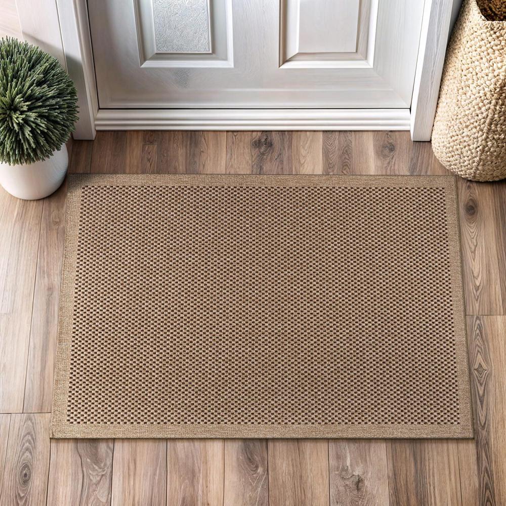 image:imageCAMILSON Easy Jute Rug 5x7 Indoor Outdoor Natural Color Fiber Area Rugs for Living Room Patio and Kitchen Rug Herringbone Seagrass Woven Design EasyCleaning Washable Outside Carpet Alfombras 5 x 7CheckeredNatural