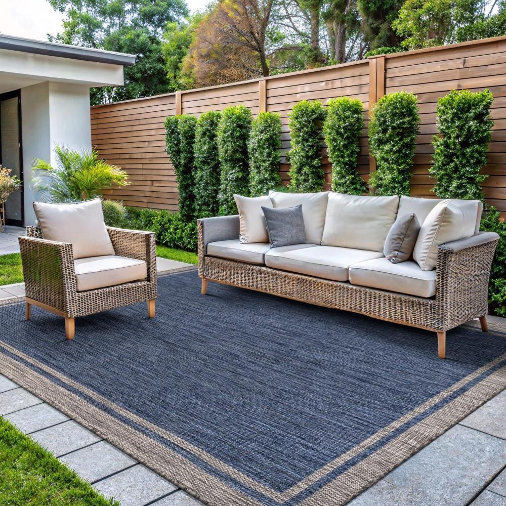 image:imageCAMILSON Indoor Outdoor Rug 5x7 Bordered Gray Modern Area Rugs for Indoor and Outdoor Patios Kitchen and Hallway Mats Washable Porch Deck Outside Carpet Bordered Grey 5 x 7Bordered Navy