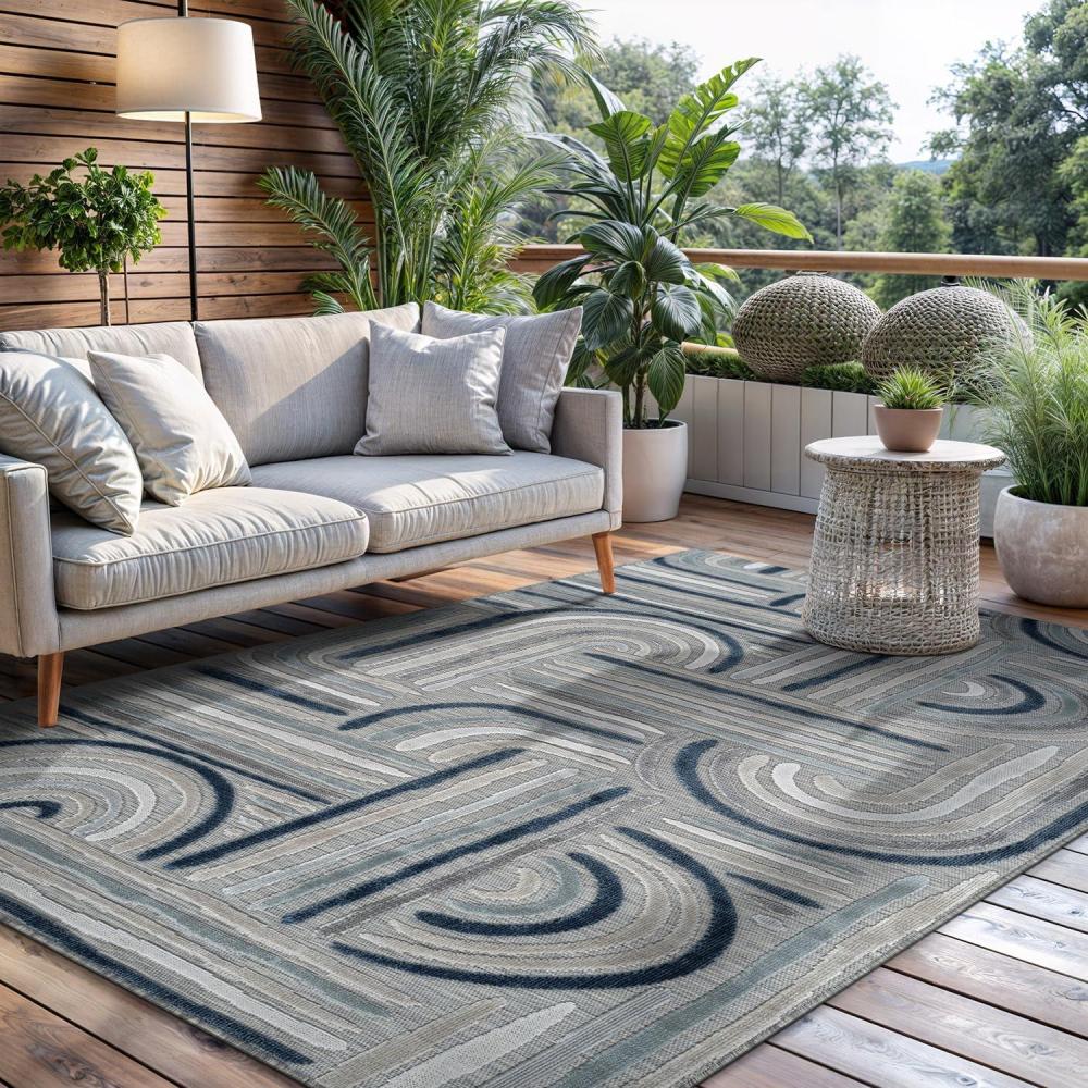image:imageCAMILSON Indoor Outdoor Rug Navy 710x10 Leaf Tropical Botanical Area Rugs for Indoor and Outdoor patios EasyCleaning NonShedding Living Room Garden and Kitchen Washable Outside Carpet 8x103004 Blue