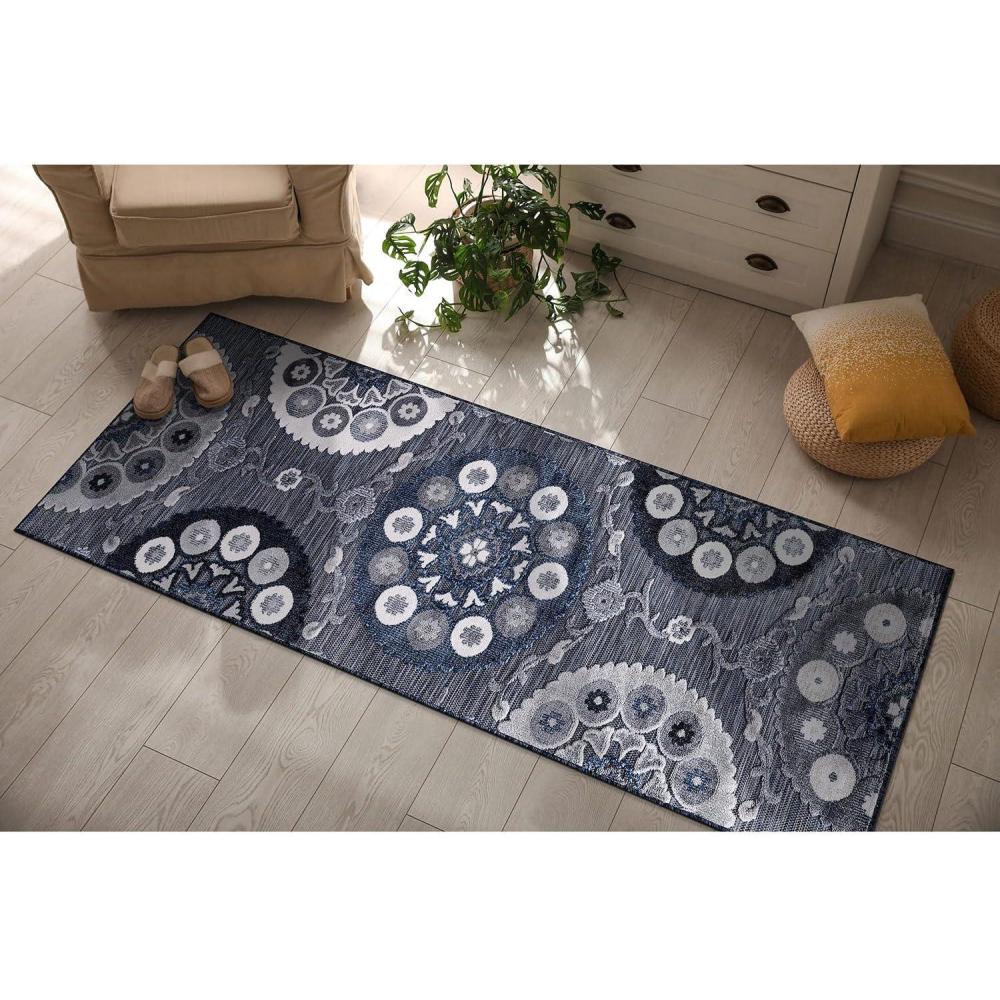 image:imageCAMILSON Indoor Outdoor Rug Navy 710x10 Leaf Tropical Botanical Area Rugs for Indoor and Outdoor patios EasyCleaning NonShedding Living Room Garden and Kitchen Washable Outside Carpet 8x103003 Navy