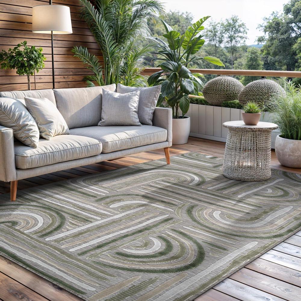 image:imageCAMILSON Indoor Outdoor Rug Navy 710x10 Leaf Tropical Botanical Area Rugs for Indoor and Outdoor patios EasyCleaning NonShedding Living Room Garden and Kitchen Washable Outside Carpet 8x103004 Beige