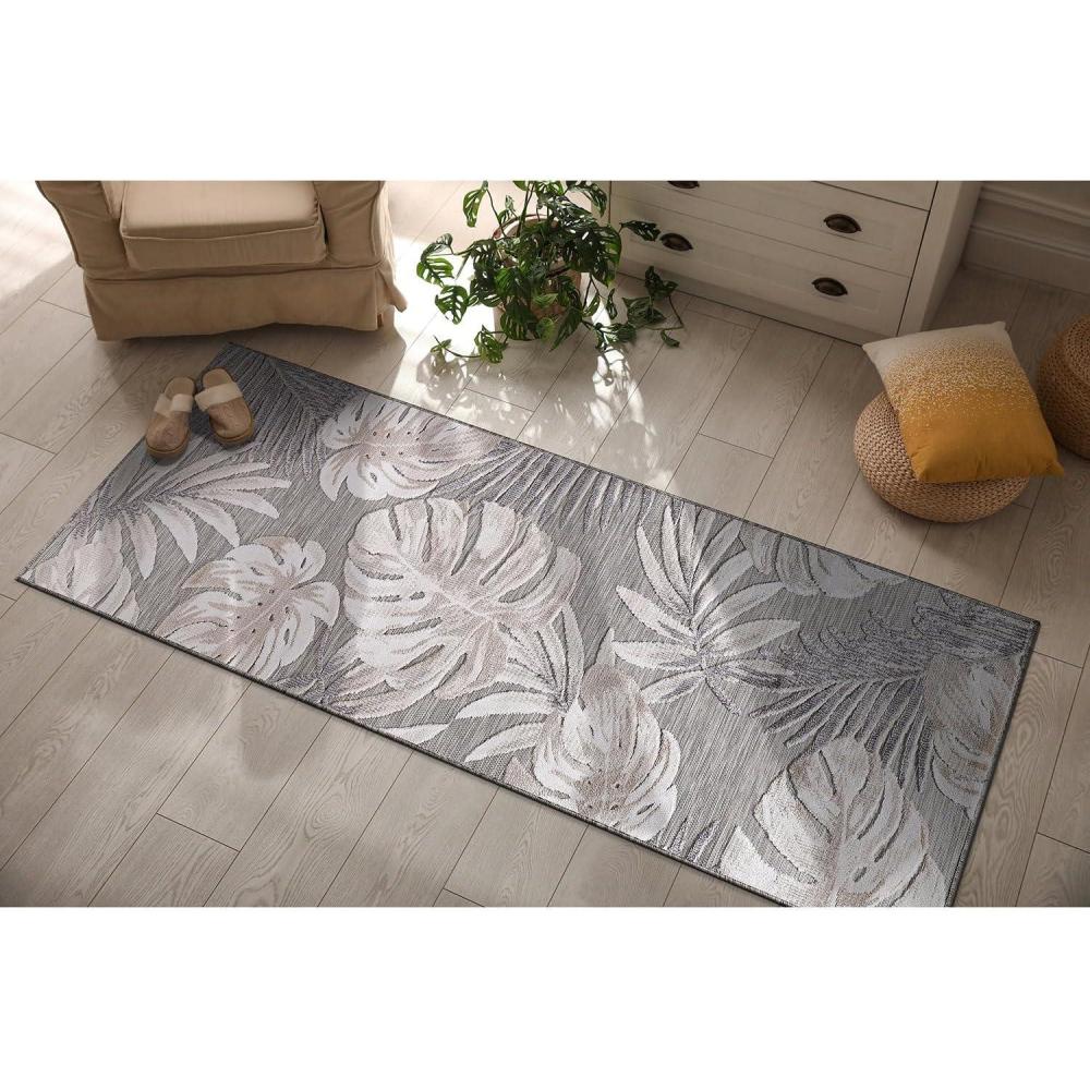 image:imageCAMILSON Indoor Outdoor Rug Navy 710x10 Leaf Tropical Botanical Area Rugs for Indoor and Outdoor patios EasyCleaning NonShedding Living Room Garden and Kitchen Washable Outside Carpet 8x103002 Beige