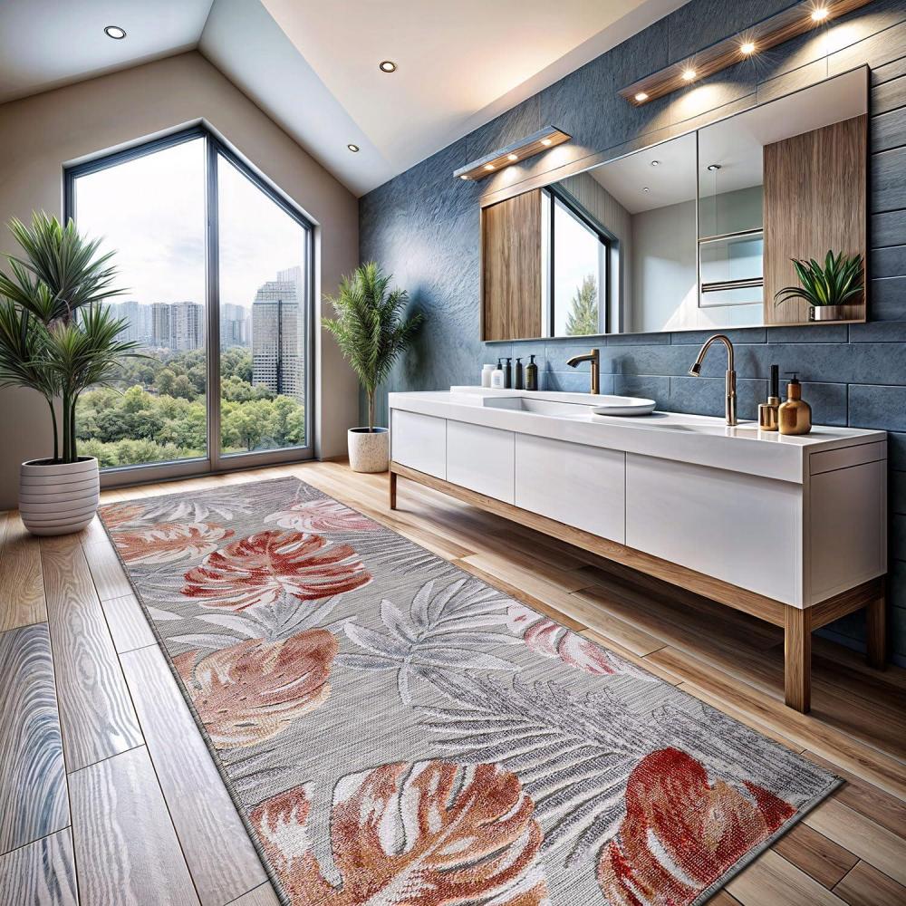 image:imageCAMILSON Indoor Outdoor Rug Navy 710x10 Leaf Tropical Botanical Area Rugs for Indoor and Outdoor patios EasyCleaning NonShedding Living Room Garden and Kitchen Washable Outside Carpet 8x103002 Multi Color