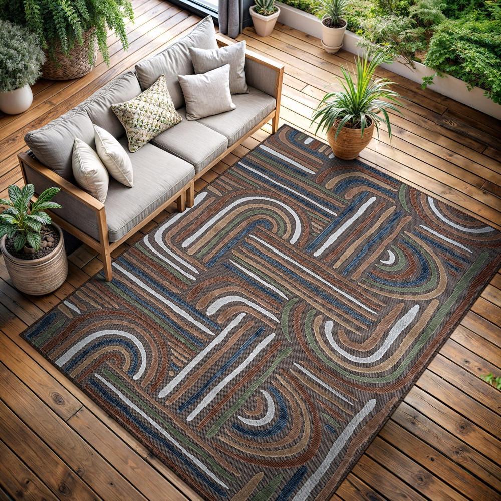 image:imageCAMILSON Indoor Outdoor Rug Navy 710x10 Leaf Tropical Botanical Area Rugs for Indoor and Outdoor patios EasyCleaning NonShedding Living Room Garden and Kitchen Washable Outside Carpet 8x103004 Brown