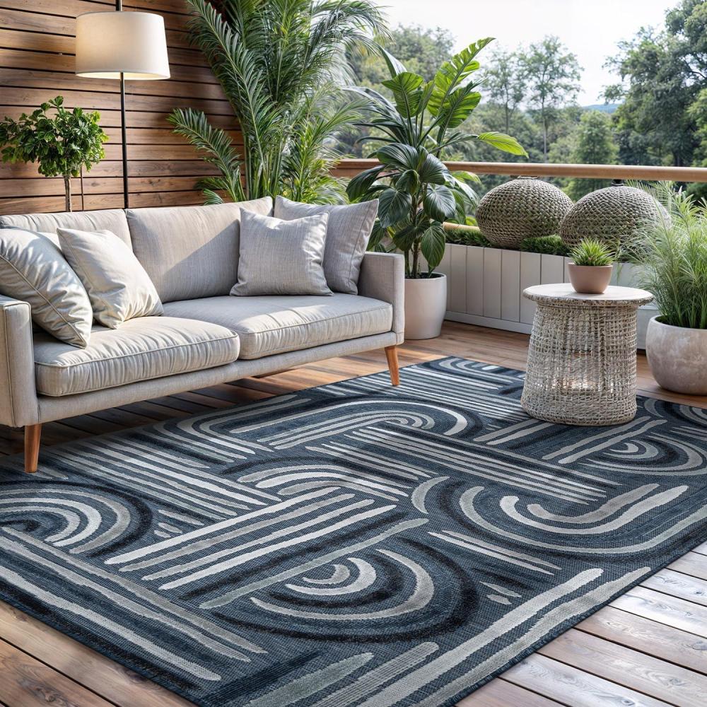 image:imageCAMILSON Indoor Outdoor Rug Navy 710x10 Leaf Tropical Botanical Area Rugs for Indoor and Outdoor patios EasyCleaning NonShedding Living Room Garden and Kitchen Washable Outside Carpet 8x103004 Navy
