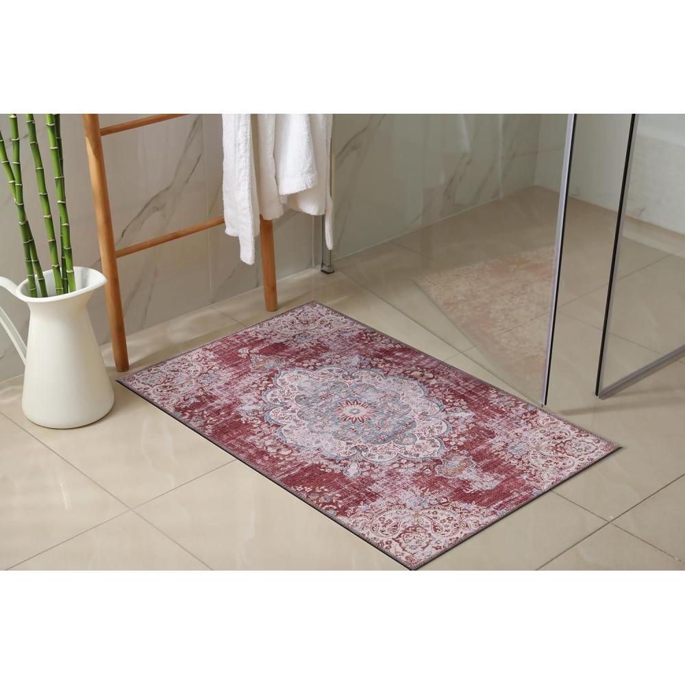 image:imageCAMILSON Machine Washable Rug Distressed Vintage Area Rugs for Living Room Stain and Water Resistant Traditional Bohemian Indoor Carpet 2 x 3 Orange