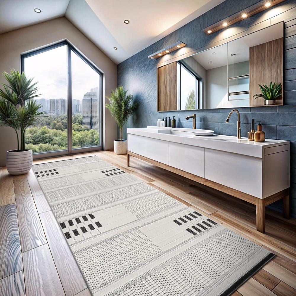 image:imageCAMILSON Micro Loop Rug 5x7 Modern Luxury Geometric Arch Area Rugs Soft High and Low Pile Stain Resistant EasyCleaning NonShedding for Living Room Office Indoor Carpet 5 x 7 WhiteModern White