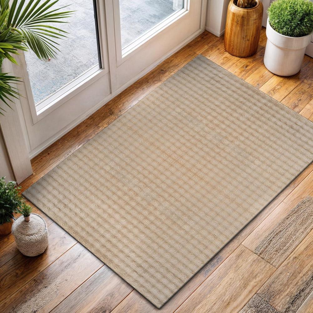 image:imageCAMILSON Modern White Non Slip Door Mat Rug 2x3 Ultra Soft High Pile Entryway Rugs Non Skid Rubber Backing Durable amp Easy to Clean Carpet for Kitchen Bathroom Indoor Use 2 x 3 WhiteBeige