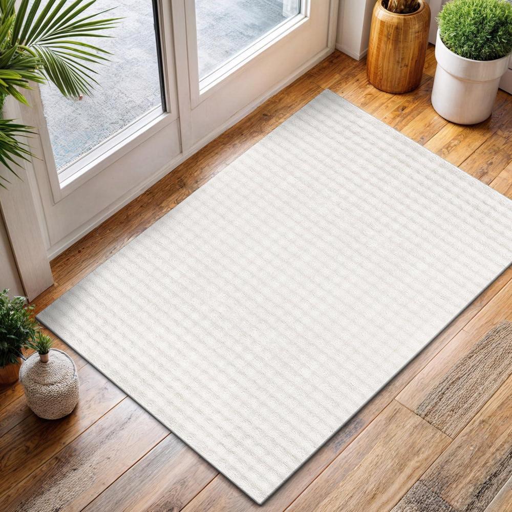 image:imageCAMILSON Modern White Non Slip Door Mat Rug 2x3 Ultra Soft High Pile Entryway Rugs Non Skid Rubber Backing Durable amp Easy to Clean Carpet for Kitchen Bathroom Indoor Use 2 x 3 WhiteWhite