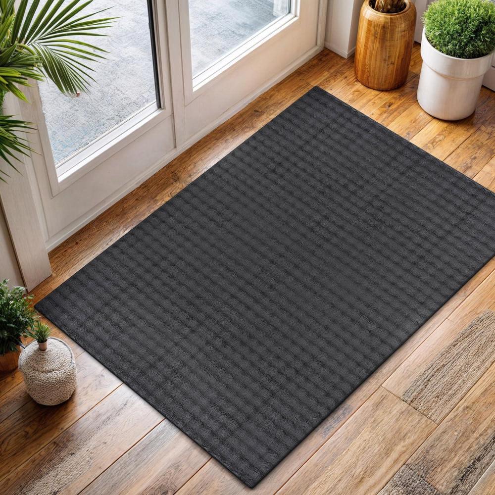 image:imageCAMILSON Modern White Non Slip Door Mat Rug 2x3 Ultra Soft High Pile Entryway Rugs Non Skid Rubber Backing Durable amp Easy to Clean Carpet for Kitchen Bathroom Indoor Use 2 x 3 WhiteDark Gray