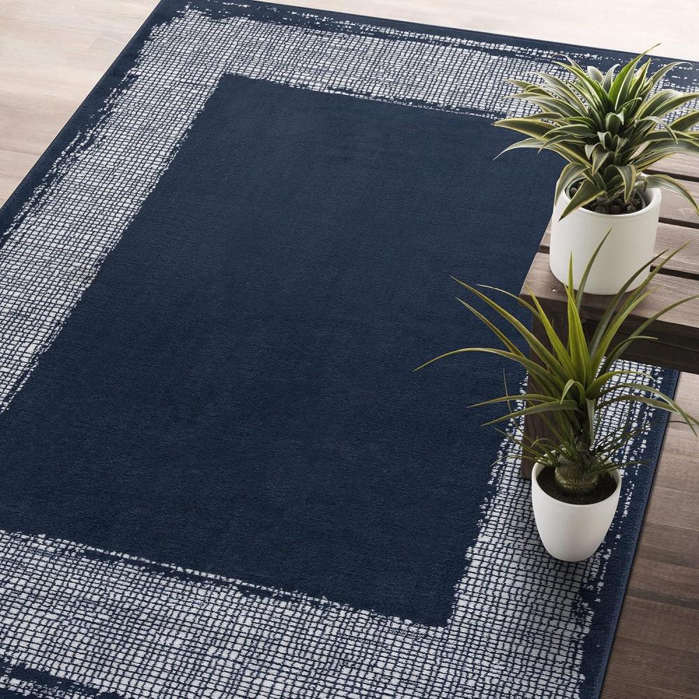 image:imageCAMILSON Navy Blue Area Rug 5x7 EasyCleaning NonShedding Bordered for Living Room Bedroom Dining Room Navy BlueCream Indoor Area Rugs 5 x 7 Navy Blue and Cream
