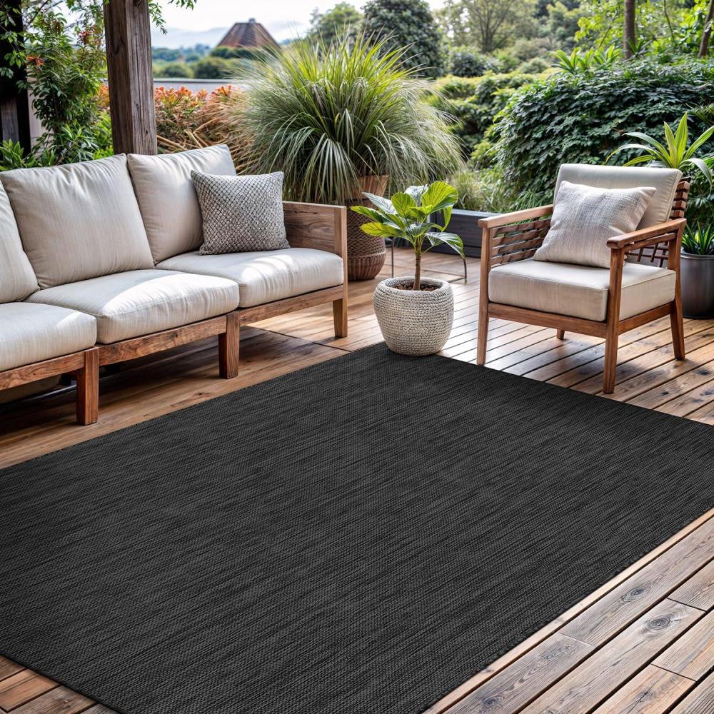 image:imageCAMILSON Outdoor Rug 5x7 Modern Area Rugs for Indoor and Outdoor Patios and Porches  Waterproof Washable NonShedding EasytoClean Outside Carpet 5 x 7 Medallion  Dark GreyLight GreySolid  Dark Gray