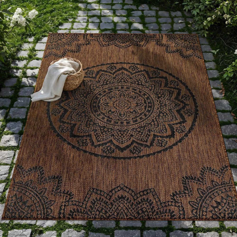 image:imageCAMILSON Outdoor Rug 5x7 Modern Area Rugs for Indoor and Outdoor Patios and Porches  Waterproof Washable NonShedding EasytoClean Outside Carpet 5 x 7 Medallion  Dark GreyLight GreyMedallion  Gold  Black