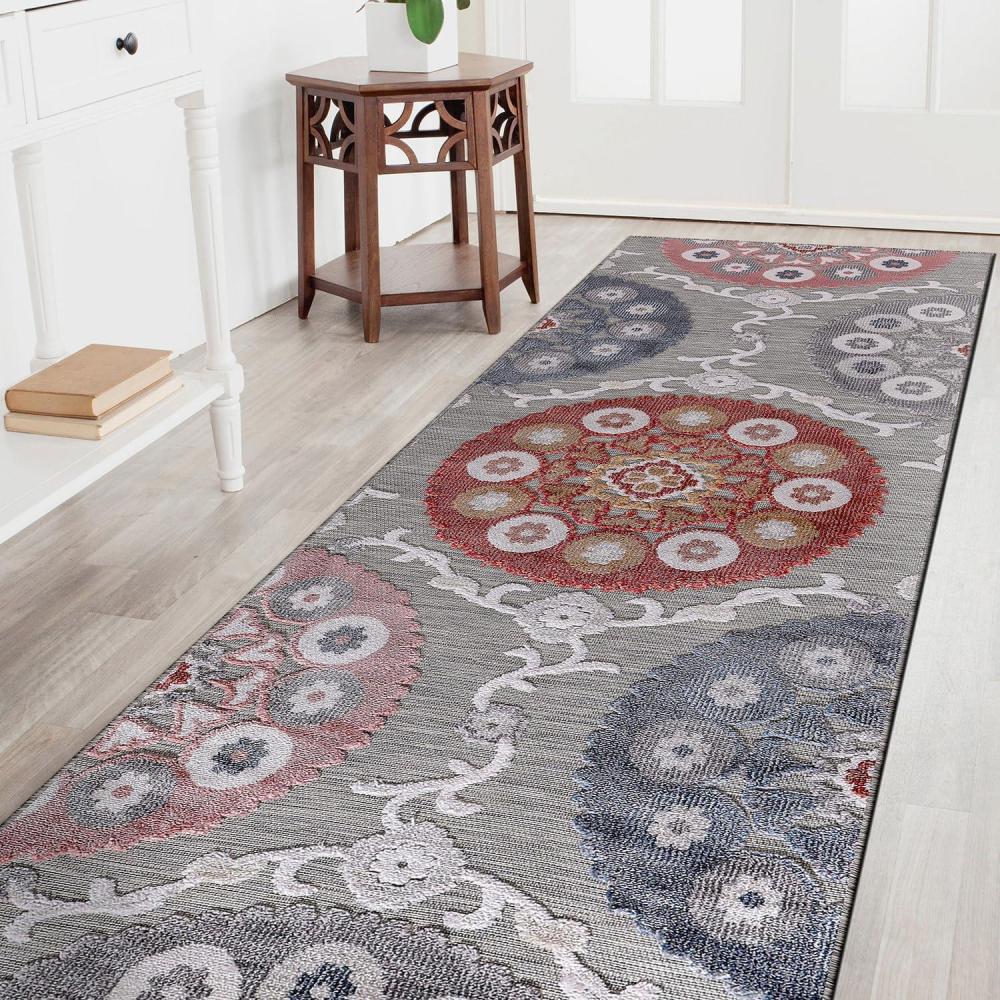 image:imageCAMILSON Runner Outdoor Rugs Oriental Retro Traditional Floral Medallion Area Rug 2x7 NonShedding Stain Resistant Indoor Carpet for Bathroom Hallway Kitchen Office 2 x 7 Beige3003 Multi Color