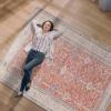 image:imageCAMILSON Large Printed Area Rugs with Ultra Thin Super Strong for Living Room Bedroom Distressed Vintage Rug 9x12 Stain and Water Resistant Bordered Indoor Carpet 9 x 12 Orange Beige