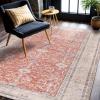 image:imageCAMILSON Machine Washable Area Rugs for Living Room Bedroom Distressed Vintage Washable Rug Non Slip Backing Stain and Water Resistant Bordered Indoor Carpet Orange Beige 53x7