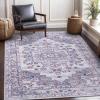 image:imageCAMILSON Machine Washable Area Rugs for Living Room Bedroom Distressed Vintage Washable Rug Non Slip Backing Stain and Water Resistant Traditional Medallion Indoor Carpet Multi Gray 53x7