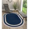 image:imageCAMILSON Modern Area Rug 5x7 Oval Bordered Design for Living Room Bedroom EasyCleaning NonShedding Navy Blue Indoor Area Rugs Solid Color 5 x 7 Navy Blue