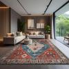 image:imageCAMILSON Printed Living Room Rugs Oriental Retro Vintage Distressed Area Rug 9x12 NonShedding Ultra Thin Super Strong Stain Resistant Indoor Carpet for Hallway Kitchen Office 9 x 12  Red