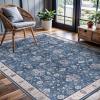 image:imageCAMILSON Printed Living Room Rugs Oriental Retro Vintage Floral Area Rug 5x7 NonShedding Ultra Thin Super Strong Stain Resistant Indoor Carpet for Hallway Kitchen 5 x 7  Navy Blue