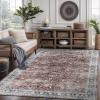 image:imageCAMILSON Printed Living Room Rugs Oriental Retro Vintage Floral Area Rug 5x7 NonShedding Ultra Thin Super Strong Stain Resistant Indoor Carpet for Hallway Kitchen Office 5 x 7  Rust Red