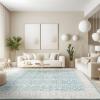 image:imageCAMILSON Printed Living Room Rugs Oriental Retro Vintage Floral Teal Blue Area Rug 9x12 NonShedding Ultra Thin Super Strong Stain Resistant Indoor Carpet for Hallway Kitchen 9x12 Teal