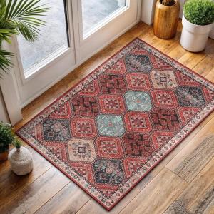 CAMILSON Baby Shag Rug 8×10 Modern Luxury Striped Boho Area Easy Shaggy Rugs Soft Medium Pile Stain Resistant Easy-Cleaning Non-Shedding for Living Room Office Indoor Carpet (8 x 10 / Beige – Gray)(4003 – Rust Red)