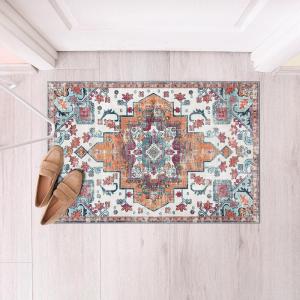 CAMILSON Baby Shag Rug 8×10 Modern Luxury Striped Boho Area Easy Shaggy Rugs Soft Medium Pile Stain Resistant Easy-Cleaning Non-Shedding for Living Room Office Indoor Carpet (8 x 10 / Beige – Gray)(4009 – Multi)