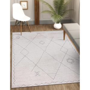 CAMILSON Baby Shag Rug 8×10 Modern Luxury Striped Boho Area Easy Shaggy Rugs Soft Medium Pile Stain Resistant Easy-Cleaning Non-Shedding for Living Room Office Indoor Carpet (8 x 10 / Beige – Gray)(Mat2 – Beige / Gray)
