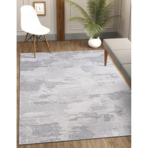 CAMILSON Baby Shag Rug 8×10 Modern Luxury Striped Boho Area Easy Shaggy Rugs Soft Medium Pile Stain Resistant Easy-Cleaning Non-Shedding for Living Room Office Indoor Carpet (8 x 10 / Beige – Gray)(Pas3 – Gray / White)